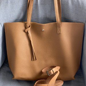 Women's Soft Faux Leather Tote Shoulder Bag, Big Capacity Tassel Handbag